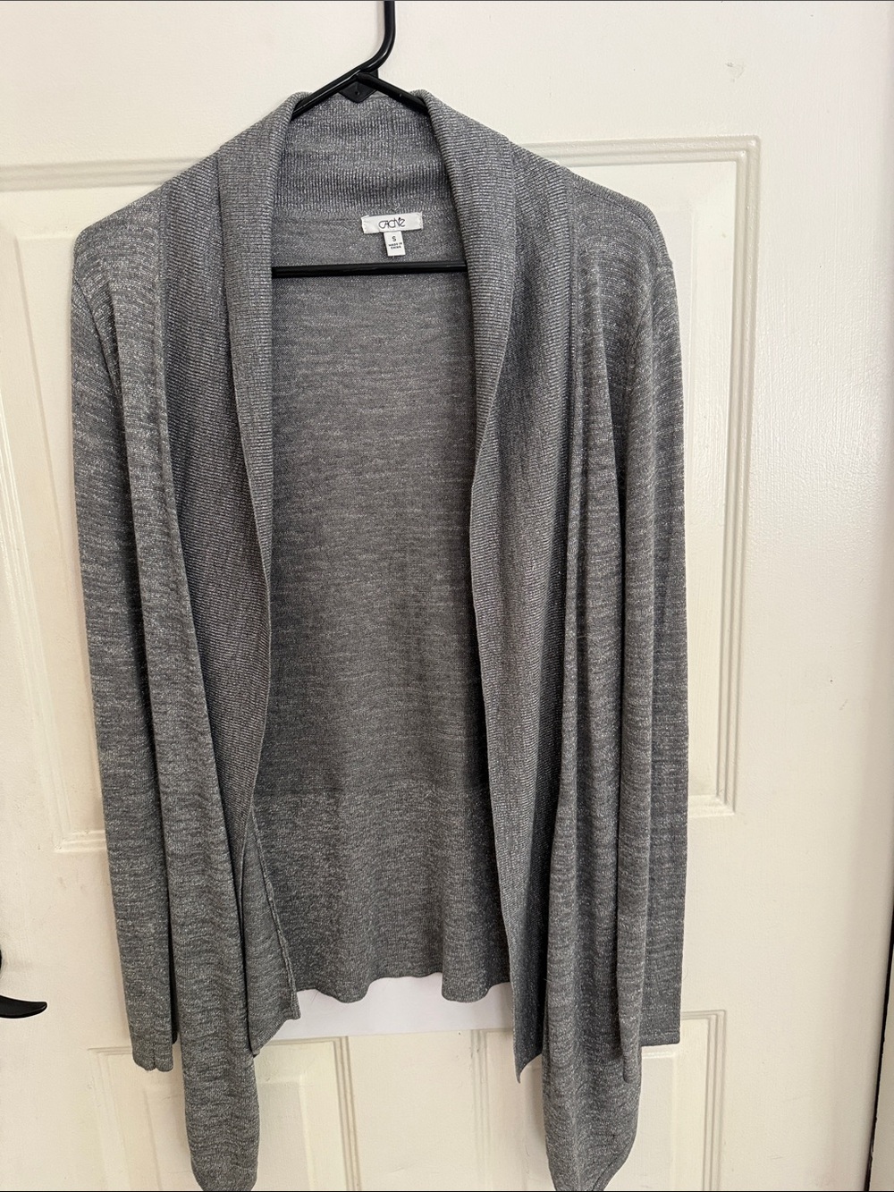 Cache Gray Open-Front Draped Cardigan